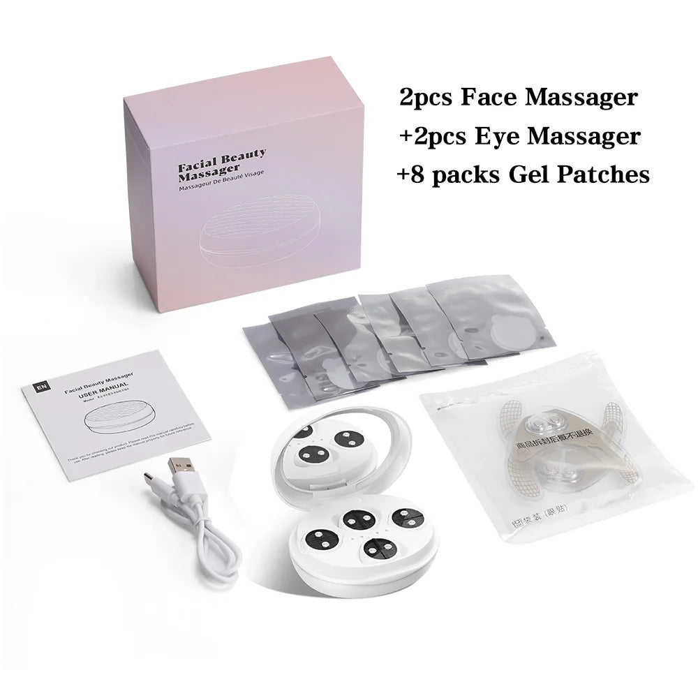 EMS Micro-current Eye Face Massager Red Light Eye Care Massager Beauty Machine With Gel Patch for Dark Circles Removal Eye Lines