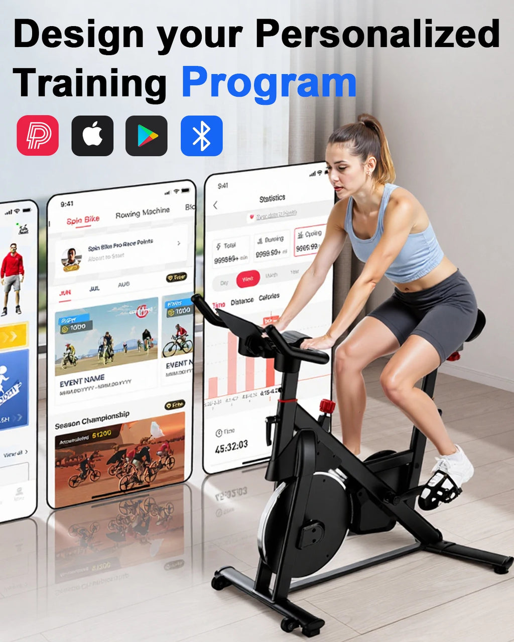 Superun Magnetic Control Exercise Bike Large Tablet Holder Comfortable Seat Indoor Cycling Bike Cardio Fitness Bike