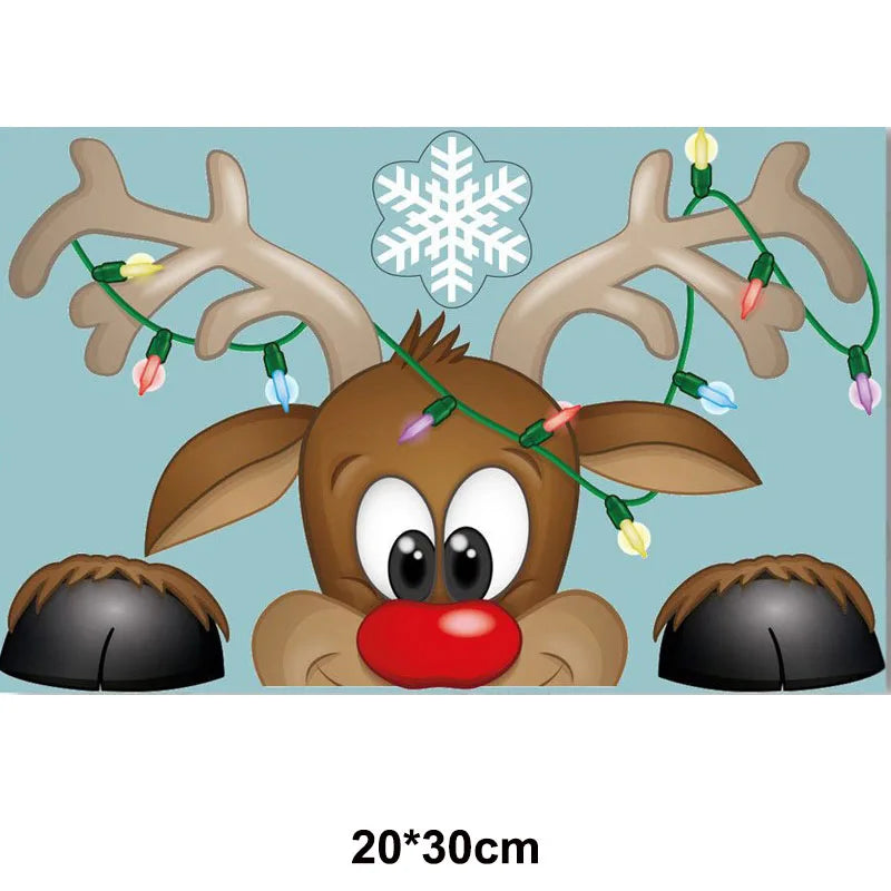 Christmas Window Stickers Santa Claus Reindeer Snowflake Static Window Clings Merry Christmas Glass Decals New Year Party Decors