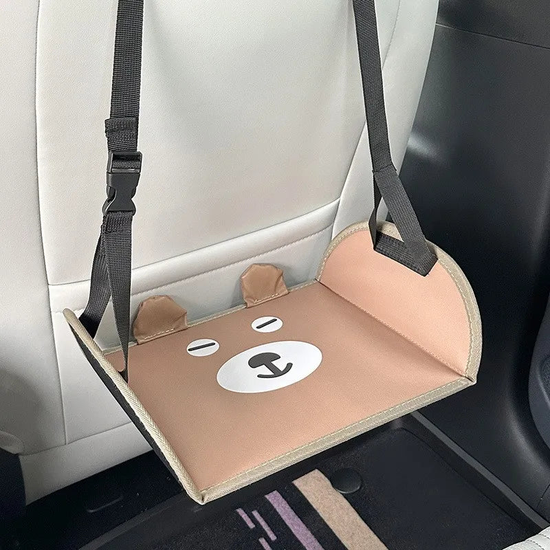 Kids Cartoon Car Seat Foot Support Universal Bear Car Travel Rest Foot Mat Portable Auto Backseat Suspension Hammock Footstool
