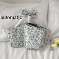 New 1 Piece of Small Blue Floral Umbrella, Gentle Style, Sun Protection, Three - Fold Automatic Umbrella for All Weather