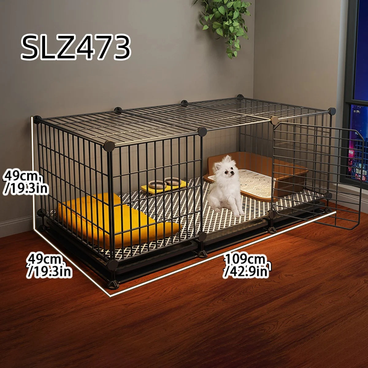 Dog Cage for Small Dogs Like Pomeranian, Teddy, Bichon, Warm Winter Pet Kennel for Medium-Sized Dogs with Separate Toilet Area