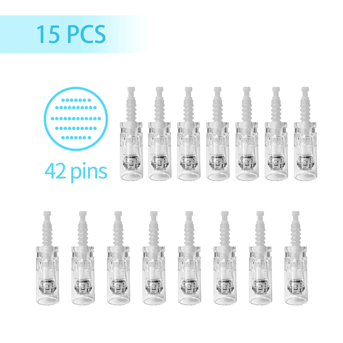 15Pcs Dr Pen Microneedle Cartridge Use for N2/M5/M7/E30, 9/12/24/36/42Pin&Round/Square Nano Use for Facial Needle Length 0.25mm