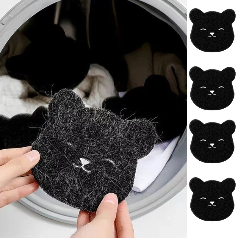 4/2 Sets of Household Pet Hair Remover, Bear-Shaped Adhesive Sponge for Washing Machine, Reusable, Suitable for Washing Machine and Dryer, Black