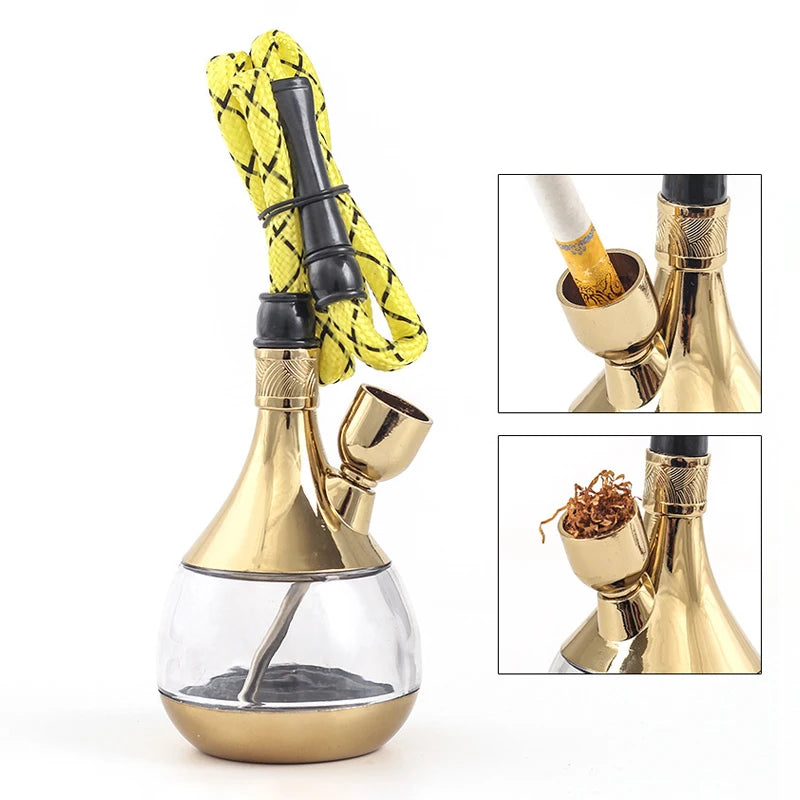 New Luxury Hookah For Smoking Tobacco &Cigarette Filter Smoke Water Pipe Shisha Set with Brass Herb Bowl Smoking Accessories