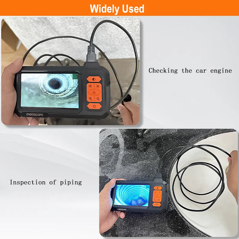 Endoscope Camera 4.3 Inch Screen Replaceable 1-100 Meter Rigid Cable HD1080P 8MM Lens Pipe Inspection USB Borescope LED 2600mAh