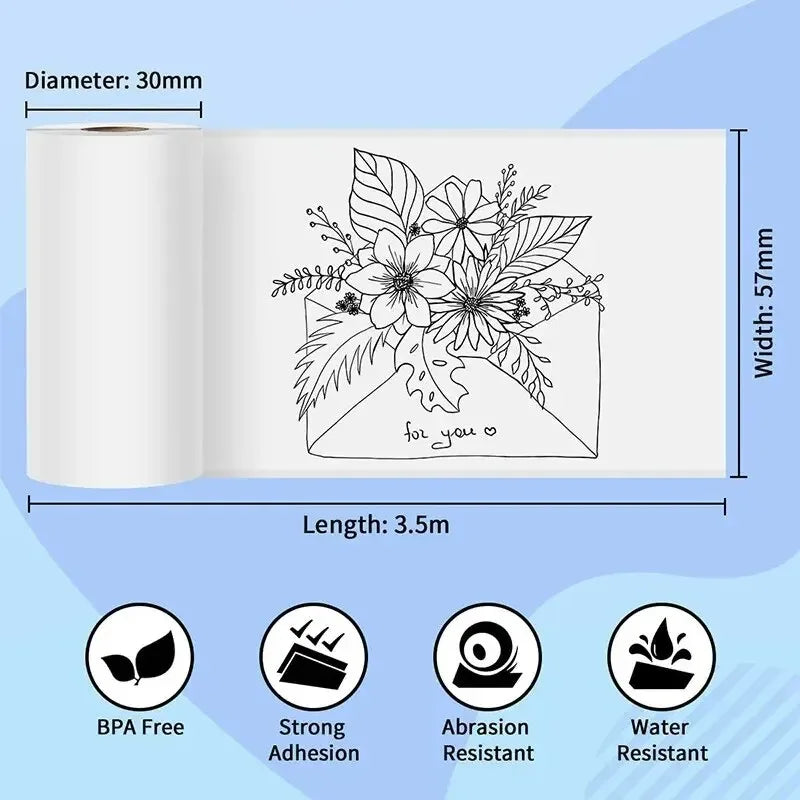 HD Mini Portable Thermal Printer 57mm Self-Adhesive Paper Label Sticker for Phone Picture Photo Printing Universal Portable Label