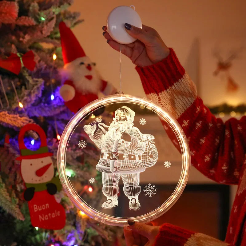 Merry Christmas LED Fairy Lights Santa Claus Elk Living Doors Windows Decoration New Year Gift  Christmas Tree Hanging Light