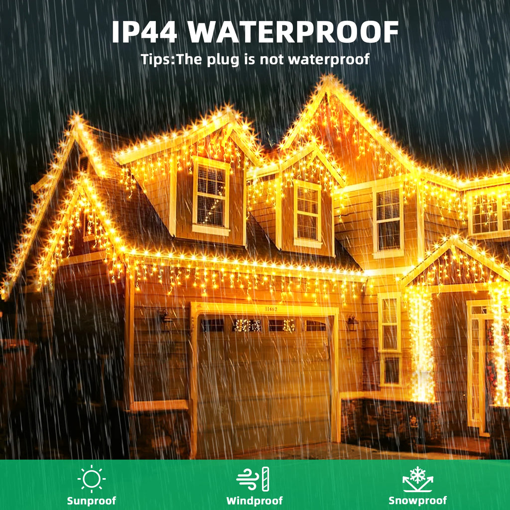 17M/10M/7.5M String Lights LED Fairy Garland Christmas Lights Waterproof Snowproof 8 Modes DIY Lamp Decoration for Home Garden Wedding Birthday Party New Year Street with 10 Cable Ties (15cm Each)