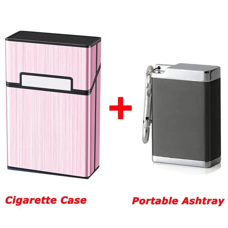 Portable Cigarette Case Metal Smoking Cigarette Box 20pcs Capacity Tobacco Holder Cigarettes Pack Cover Storage Box Men's Gadget