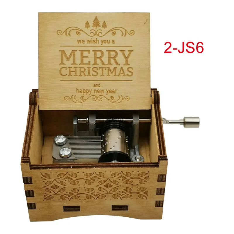 《We Wish You A Merry Christmas》Wooden 18-tone Music Box Desktop Decorative Ornaments New Year's Party Gift For Friends ﻿