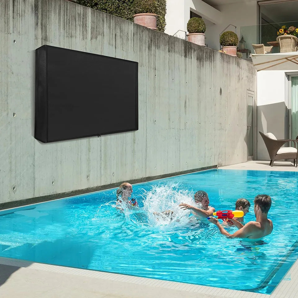 Outdoor TV Cover with Roll Up Front Flat Zipper Weatherproof TV Cover For Outside LED LCD Flat Screen 100" 90 85 75 65 55 inch