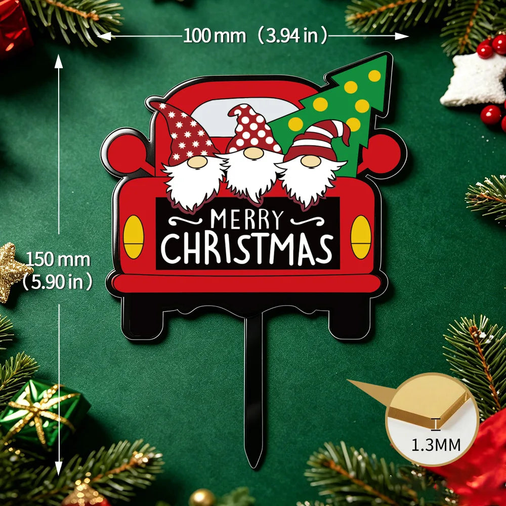 Christmas Cake Topper Acrylic Santa Claus Cupcake Pick Xmas Holiday Party Baking Dessert Decor Merry Christmas Ornament Supplies