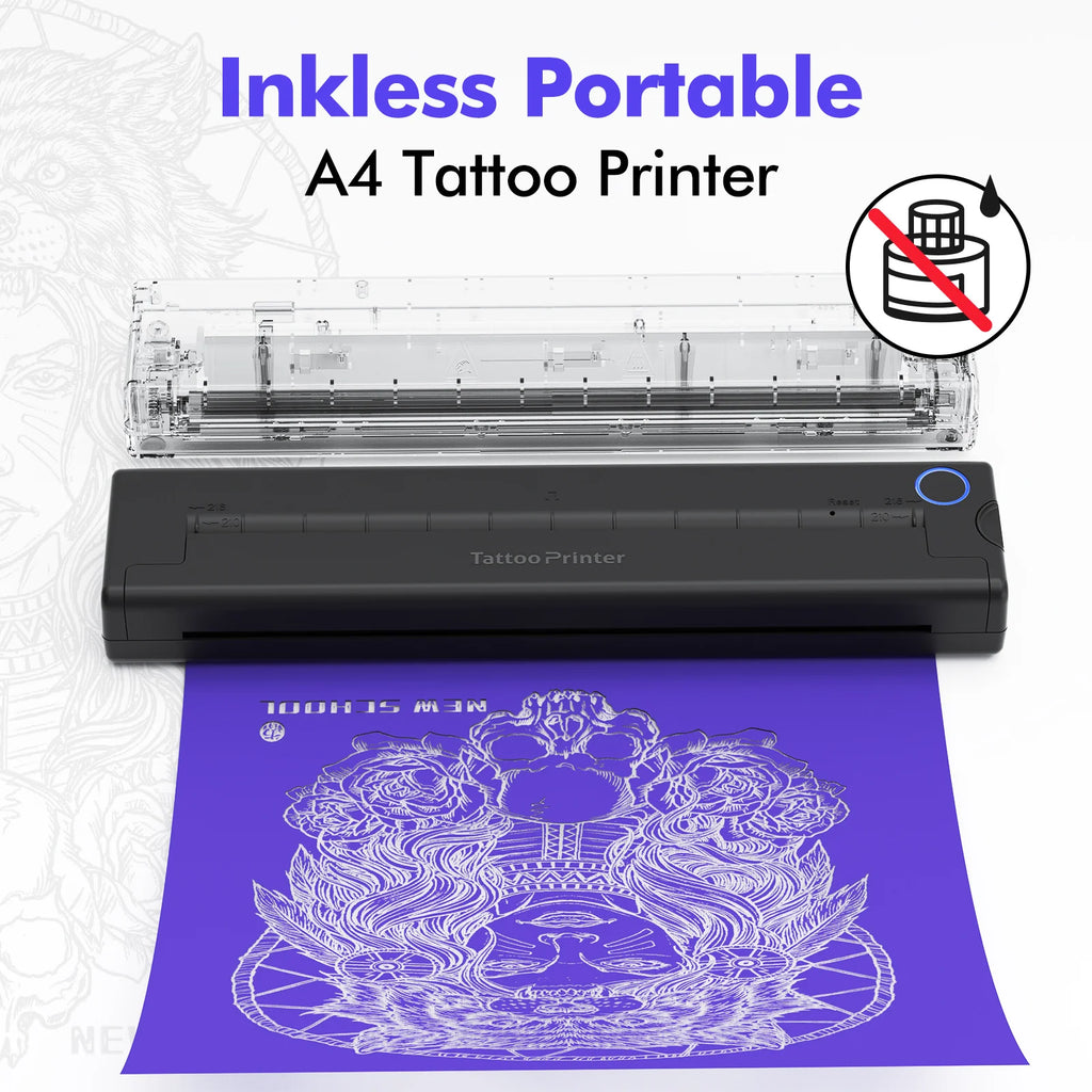 A4 Tattoo Stencil Printer Thermal Tattoo Printer with Transfer Paper Wireless Bluetooth Mini Portable Printer DIY Artist