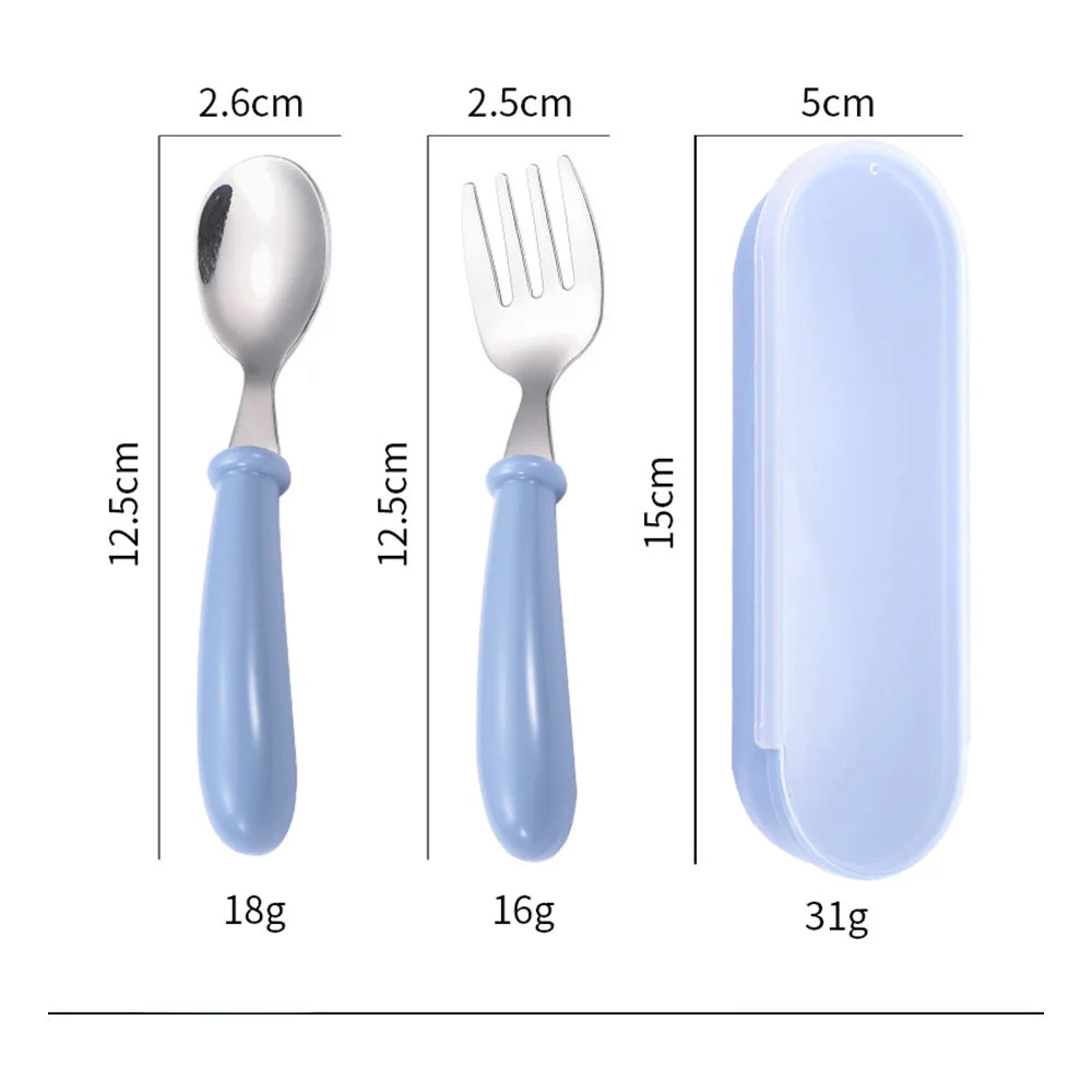 Baby two-piece gadget Tableware set Children's tableware Stainless steel toddler tableware Tableware Cartoon baby food feeding s