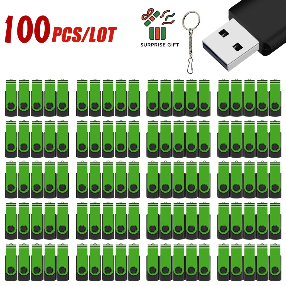 Free Custom 100PCS USB Flash Drive 128mb 4GB 8GB 16G Metal Pendrive 32GB 64GB Photography Studio Gift 128GB Venue Gift Pen Drive