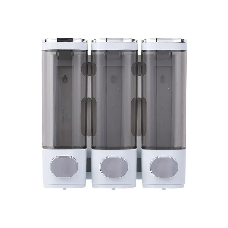 Liquid Soap Dispenser Three-Head  Shower and Lotion Dispenser Waterproof Shampoo Gel Container Wall Mount with Clear Window