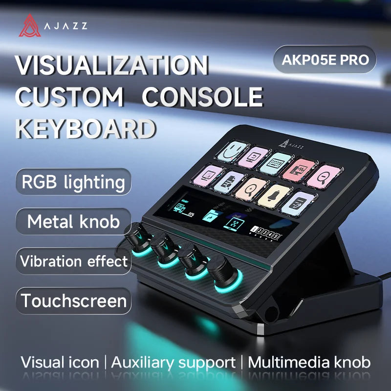 AJAZZ AKP05E PRO / AKP03E Visual Macro Pad, Programmable LCD Display Custom Keypad, Multi‑Knob Hot‑Swap Macro Keyboard for Video Editing Gaming Workflow