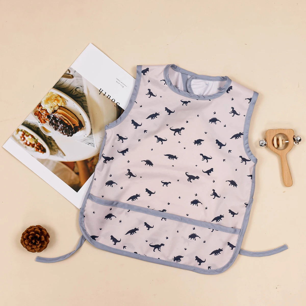 baby feeding bibs waterproof magic tape recycled fabric breathable fashion print baby saliva towel