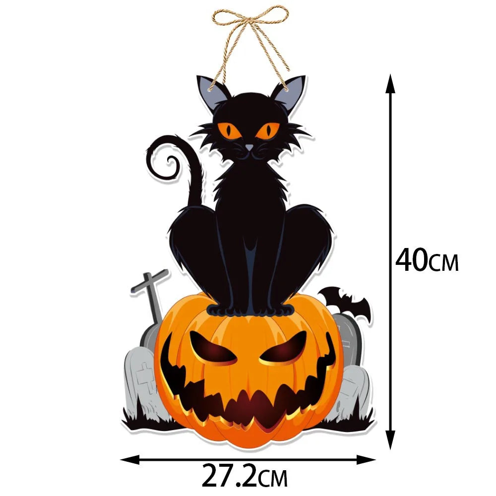 Halloween Party Door Decorations Horror Pumpkin Ghost Bat Hanging Pendent Paper Sign for Home Halloween Festival Party