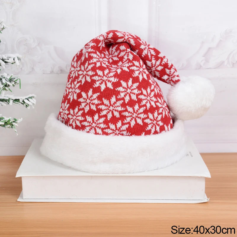 2026 Knitted Christmas Hat Cute Pompom Adult Soft Beanie Santa Cap New Year Party Family Gift Navidad Natal Noel Decoration
