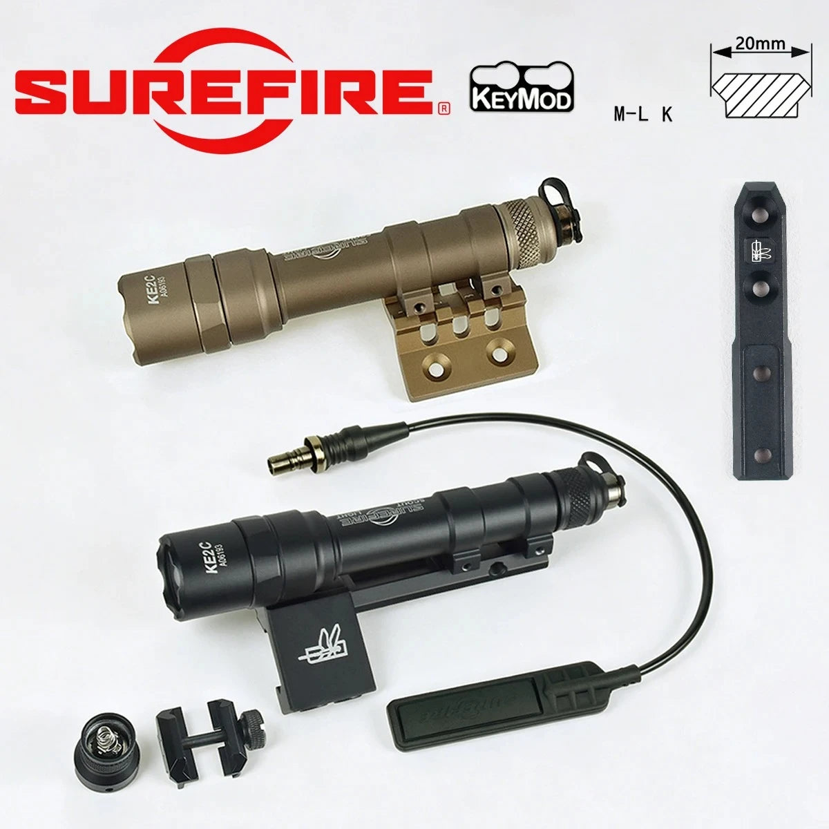 Surefire M600U M600B Powerful LED Flashlight with Mounting Base Fit 20mm Rail MLK Keymod for AR15 SF M600 Scout LED Light Torch