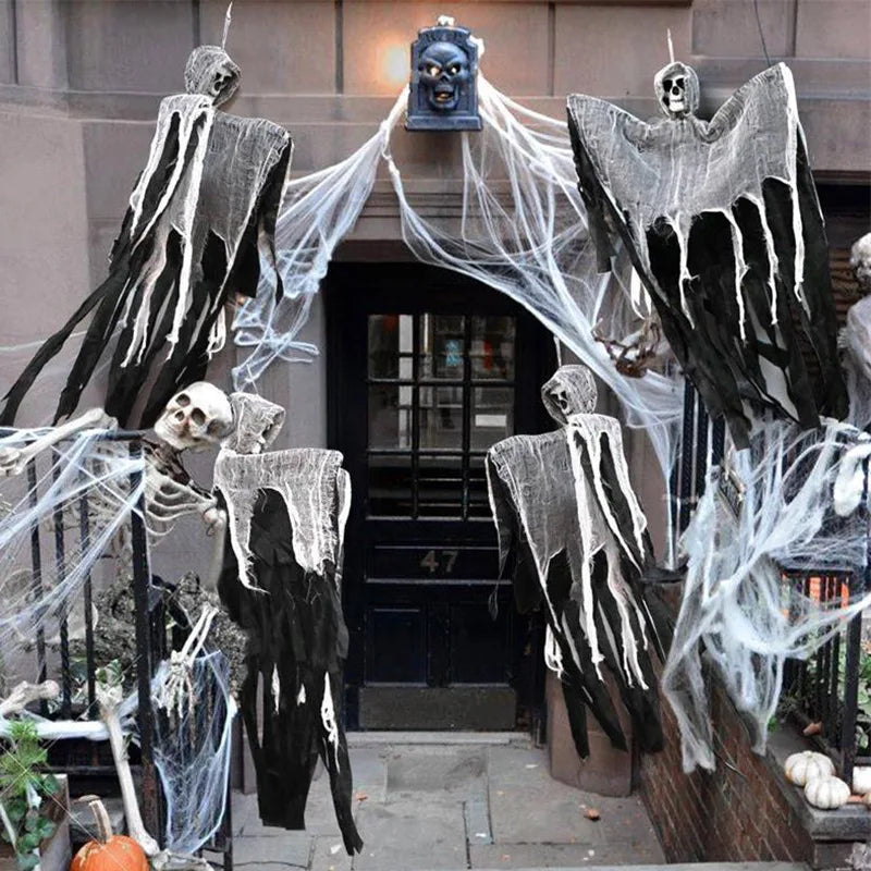 Halloween Hanging Skull Ghost Ornament Haunted House Decoration Horror Props Halloween Party Home Indoor Outdoor Yard Bar Decor