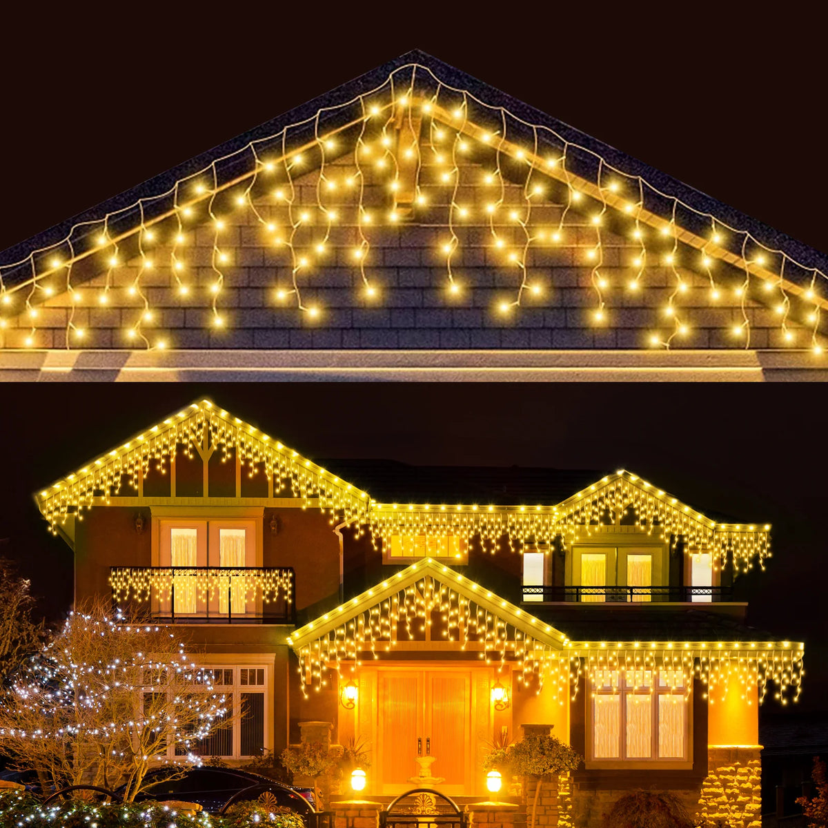 17M/10M/7.5M String Lights LED Fairy Garland Christmas Lights Waterproof Snowproof 8 Modes DIY Lamp Decoration for Home Garden Wedding Birthday Party New Year Street with 10 Cable Ties (15cm Each)
