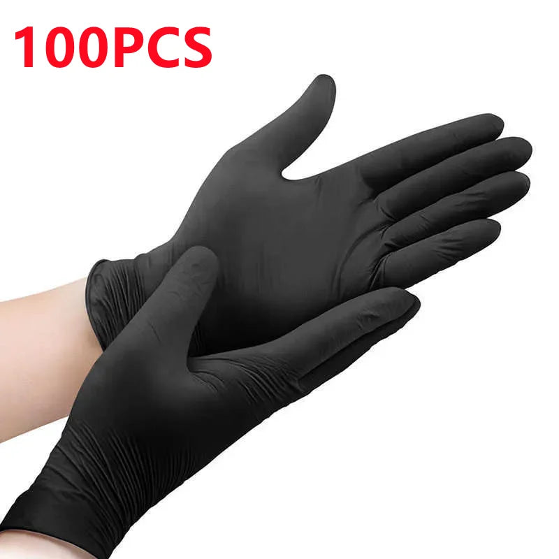 20/100PCS Black Nitrile Gloves Disposable Latex & Powder Free Non-Sterile Cleaning Gloves for Household Kitchen Mechanic Tattoo