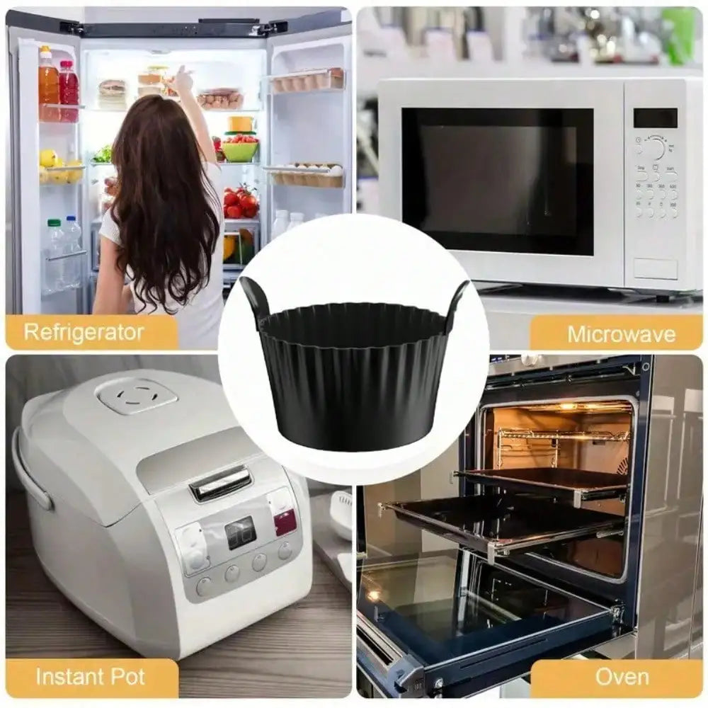 1/4PCS Reusable Silicone Air Fryer Liners and Baking Cups Accessories for Eggs Cakes Meatballs Non-Stick Kitchen Baking Tools