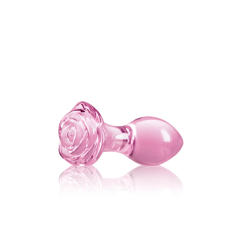 Small Pink Glass Butt Plug Crystal Huge Ball Anal Beads Fake Penis Heart Rose Glass Anus Dildo Set Adult Masturbation Toy
