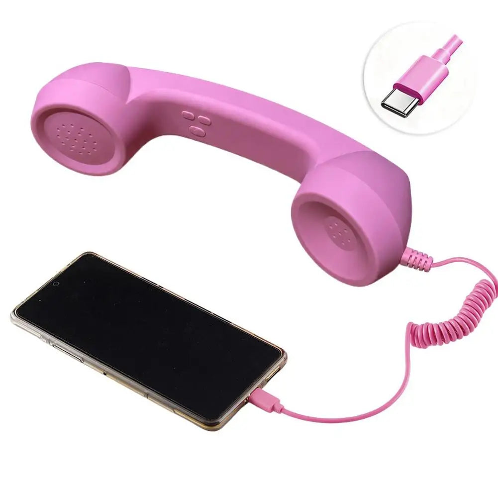 Retro Telephone Receiver Type-C 3.5mm Microphone Handset Directly Plug Into Mobile Phone Handset For Mobile Phones
