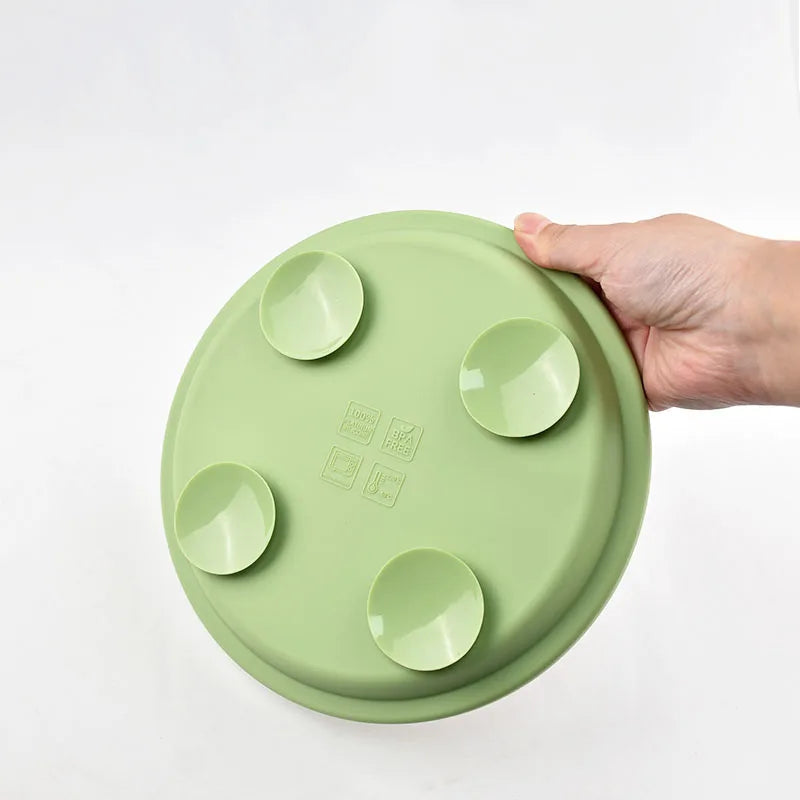 New 1PCS Stainless Steel Plate Detachable Suction Dishes Baby Feeding Sucker Bowl Food Grade Silicone Food Tray Tableware
