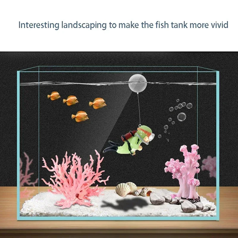 Mini Floating Diver Aquarium Ornaments Fish Tank Decoration Luminous Green Cute Small Floating Ball Aquarium Accessories Acuario