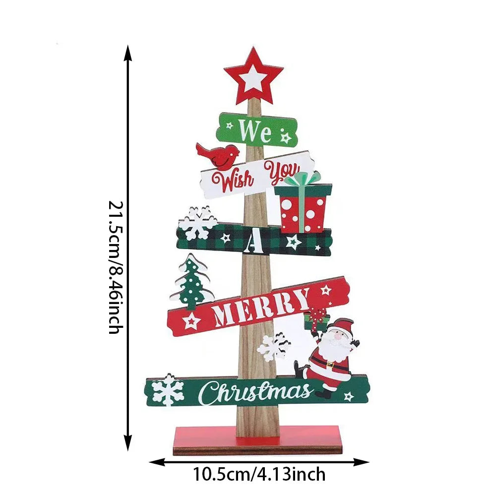 Runto 1pc Wooden Xmas Tree Ornaments Santa Claus Snowman  Merry Christmas Home Decoration New Year Desktop Decor Navidad