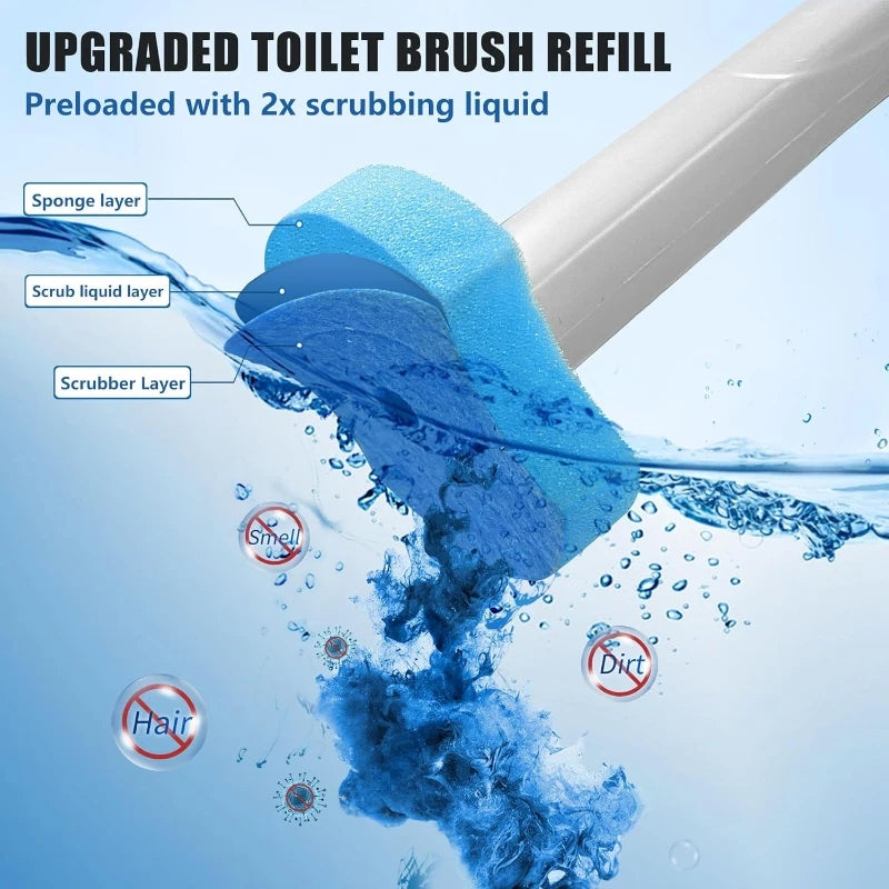 24PCS Disposable Toilet Brush Heads Toilet Bowl Wand Refills Bowl Cleaners Scrubbing Pads for Bathroom Toilet Household Cleaning