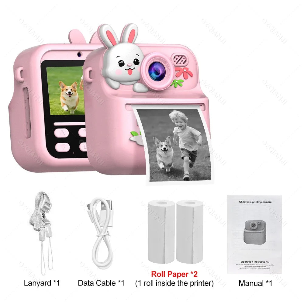 Mini 58mm Thermal Printer Kis Digital Camera HD1080P Instant Print Photos Video Recording Machine 32G SDCard for Children Gifts