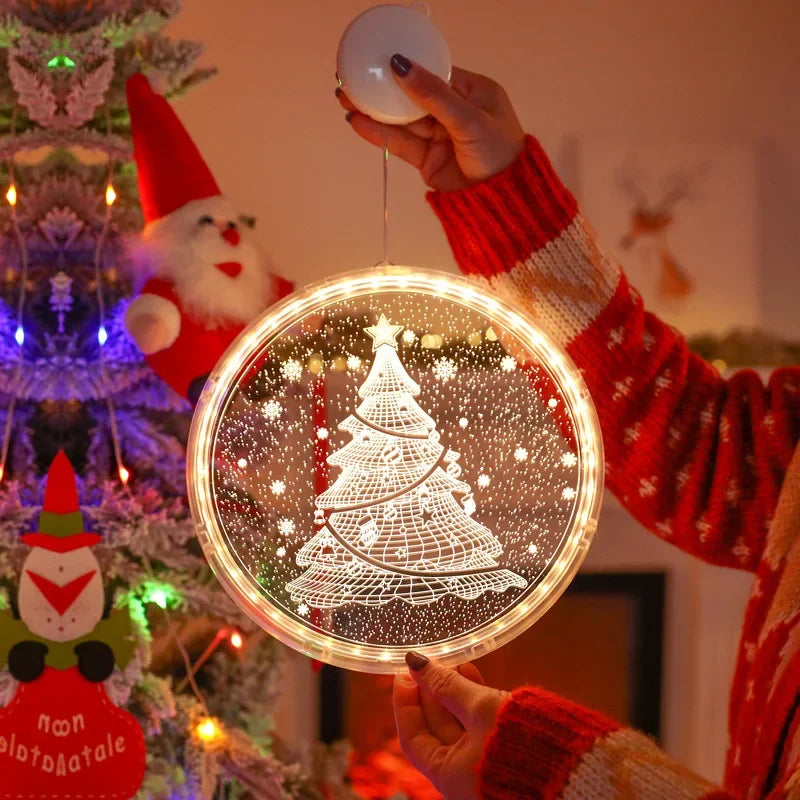 Merry Christmas LED Fairy Lights Santa Claus Elk Living Doors Windows Decoration New Year Gift  Christmas Tree Hanging Light