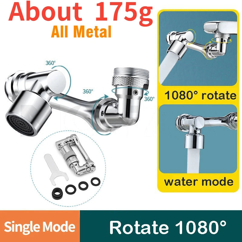 Metal 1080° Universal Rotation Faucet Sprayer Head 22/24mm Adaptor Washbasin Faucet Extender Aerator Bubbler Nozzle Kitchen Tap