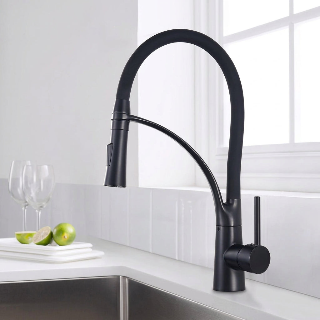 Black/Nickel/Chrome/Gold Rubber Kitchen Faucet Sink Faucet 360 Degree Rotation Pull Down Stream Sprayer Hot Cold Water Mixer Tap
