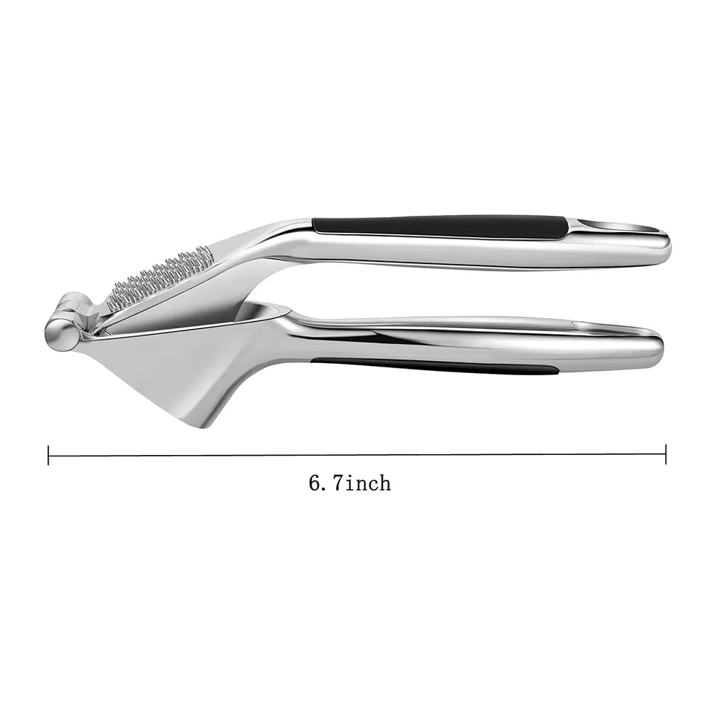 1PC Garlic Press Zinc Alloy Garlic Mincer Crusher with Ergonomic Soft Grip Handle Easy to Squeeze Clean
