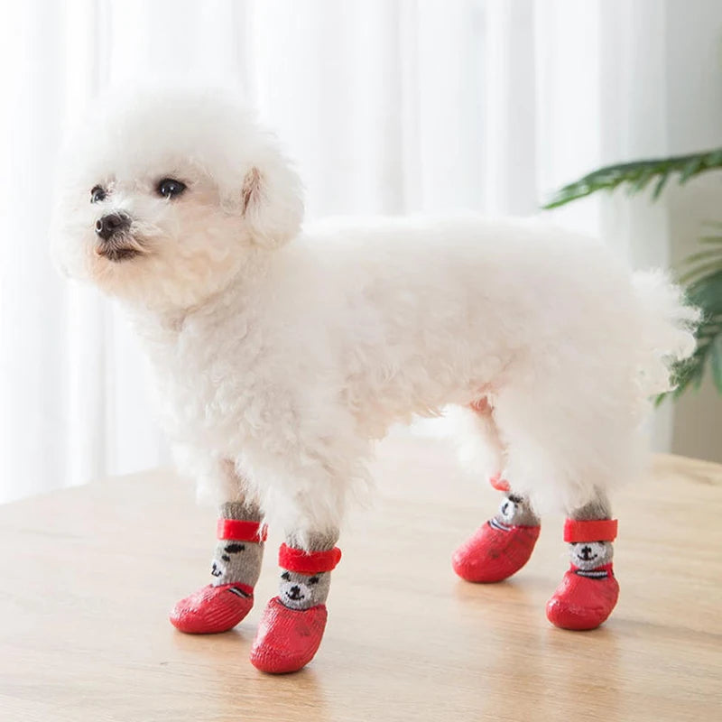 Autumn Winter Pet Dog Shoes Sock Waterproof Cats Dogs Rubber Socks Non-slip Dog Rain Snow Boots Socks Dogs Knitting Warm Sock