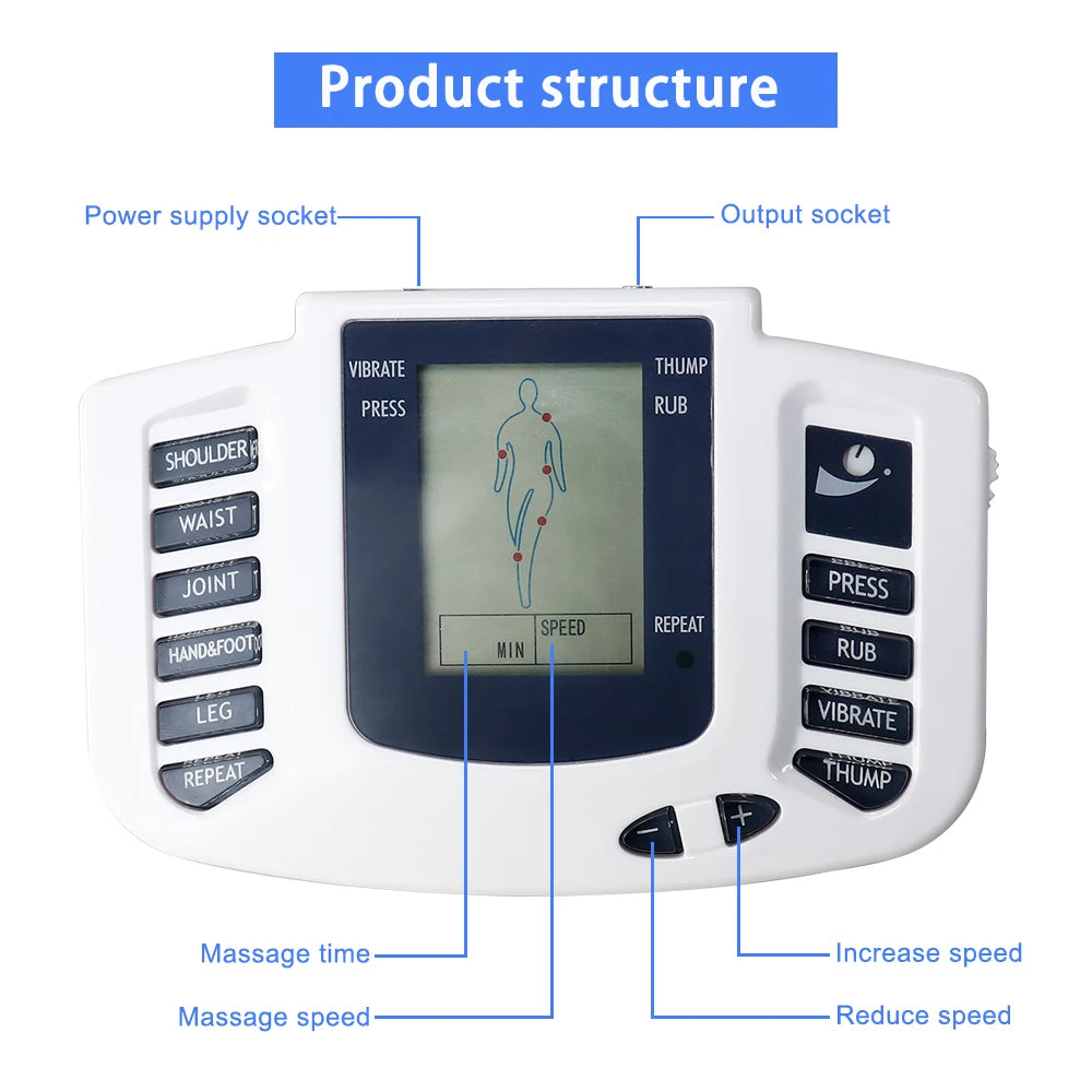 Electrical EMS Tens Massage 10 Modes 16 Pads Pulse Neuromuscular Muscle Stimulator Massager Machine Body Relaxation Device