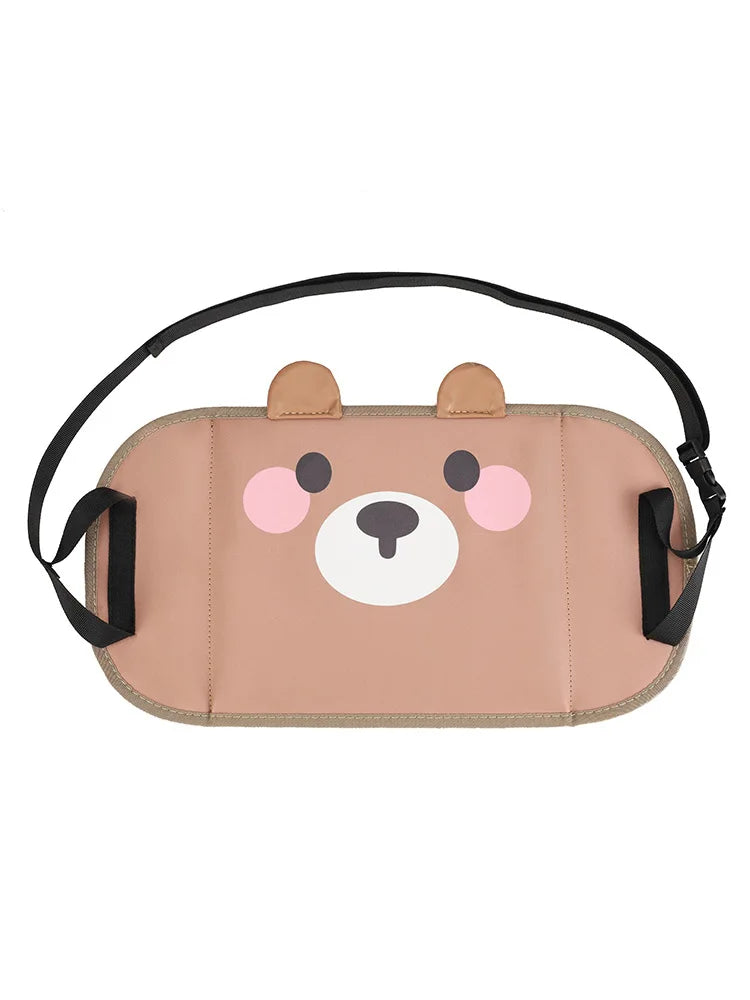 Kids Cartoon Car Seat Foot Support Universal Bear Car Travel Rest Foot Mat Portable Auto Backseat Suspension Hammock Footstool