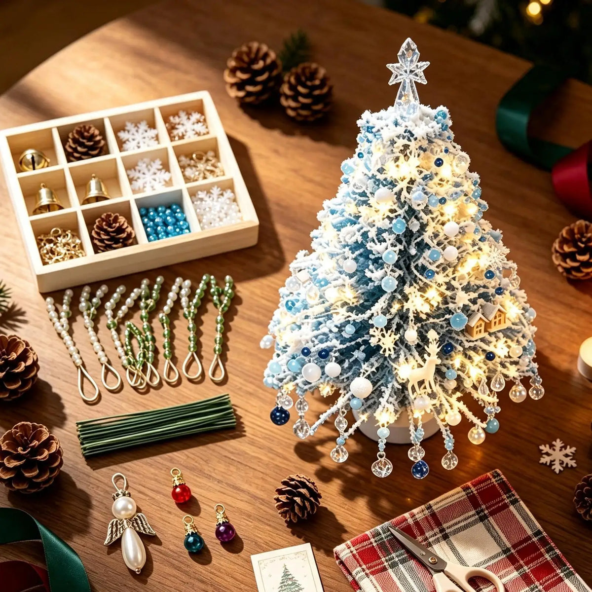 DIY Beaded Christmas Tree Kit Handmade Creative DIY Beading Project Set 3D Crystal Bead Holiday Craft Set for Women Men Home