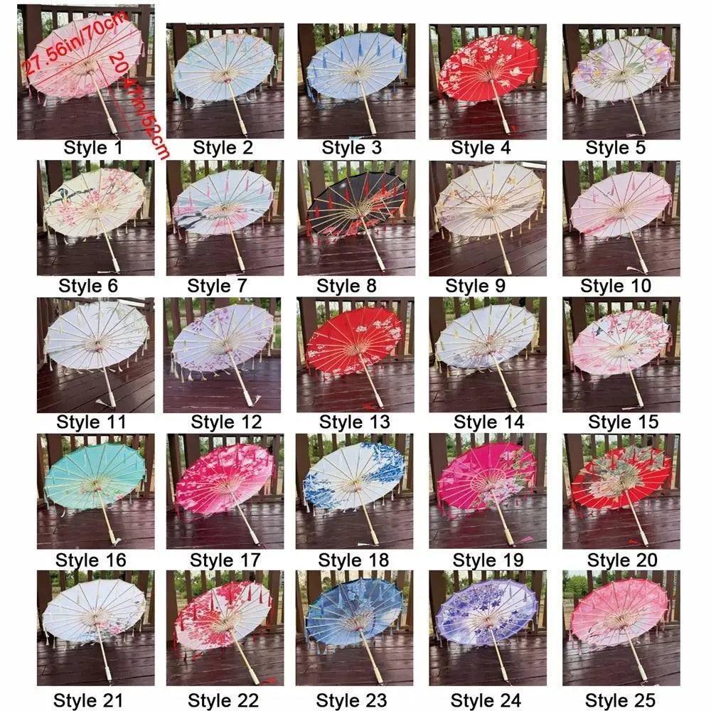 70cm Silk Fabric Tassel Umbrella Handheld Chinese Style Ancient Dance Umbrella Rainproof Decorative Classical Oil Paper Umbrella
