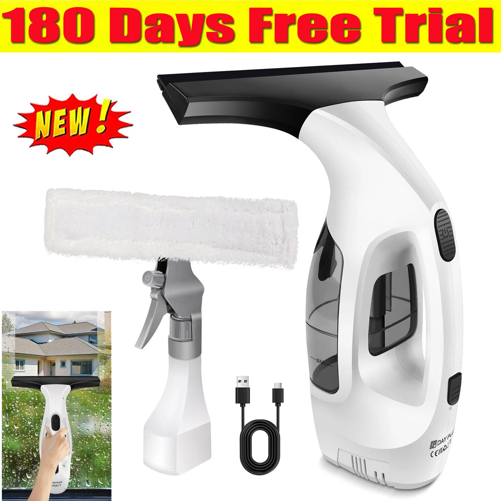 Cordless Window Vac Rechargeable Vacuum Cleaner Compact Electric Glass Window Cleaner 2IN1, with 300ml Spray Bottle