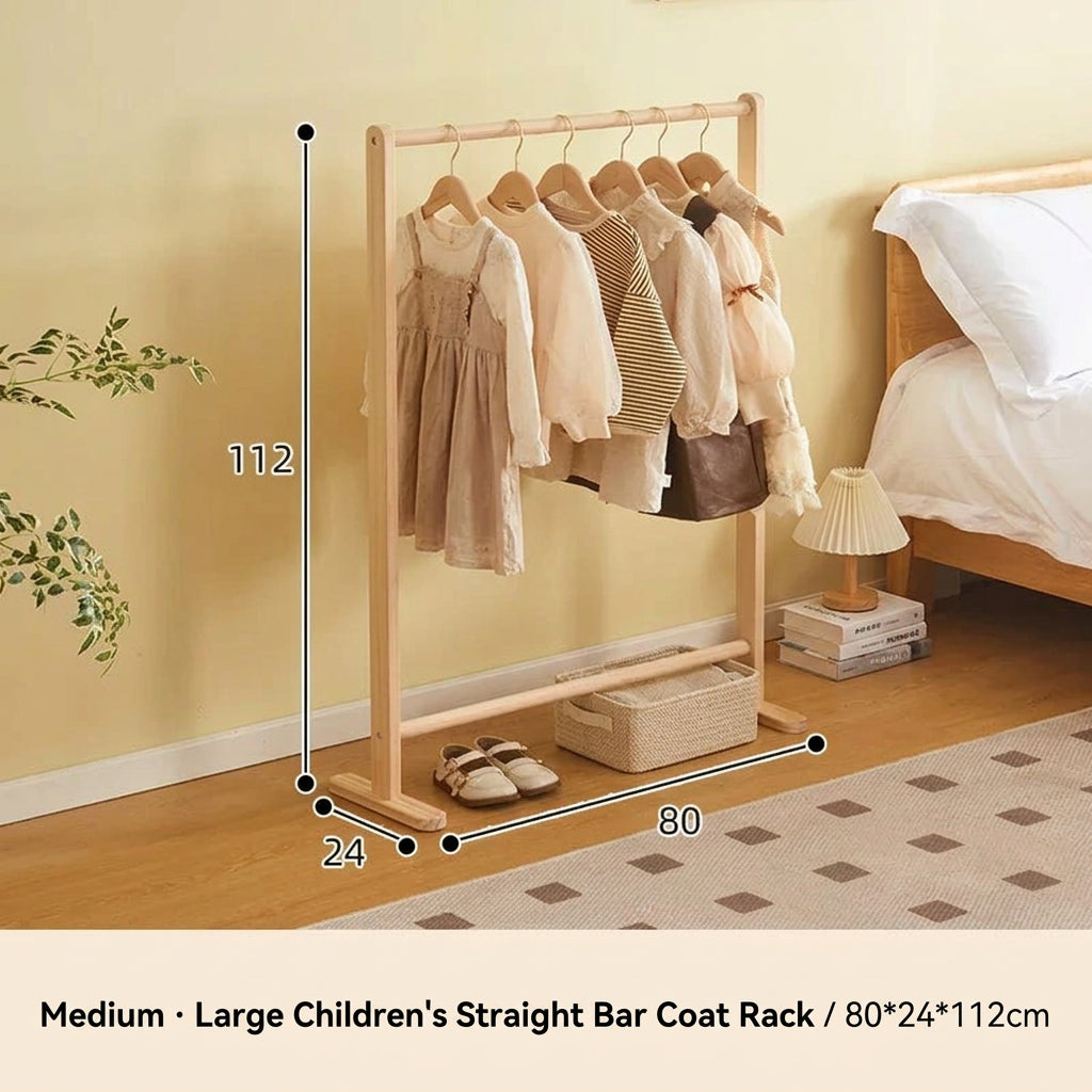 Kids Solid Wood Folding Clothes Rack Simplistic Design Effective Coat Hanging Solution with Landing Rod Adaptable Use Stylish