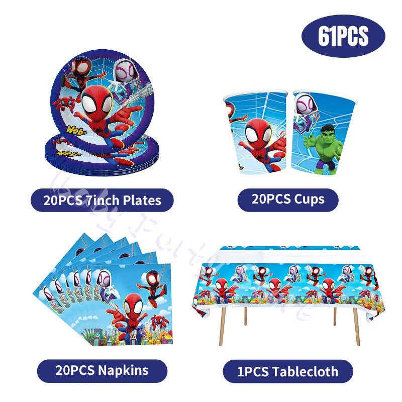 Spider And His Amazing Friends Birthday Decorations supplies Kit Plates Cups Tablecloth Backdrop Balloons Party decor gifts