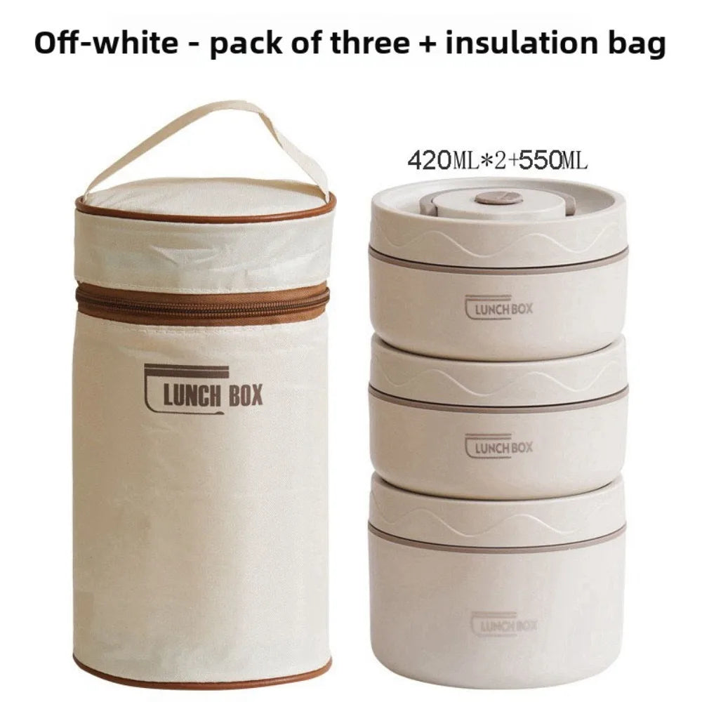 3pcs Insulated Lunch Box 304 Stainless Steel Food Grade Lunch Box Set with Insulation Bag 3 Individually Stackable Lunch Boxes